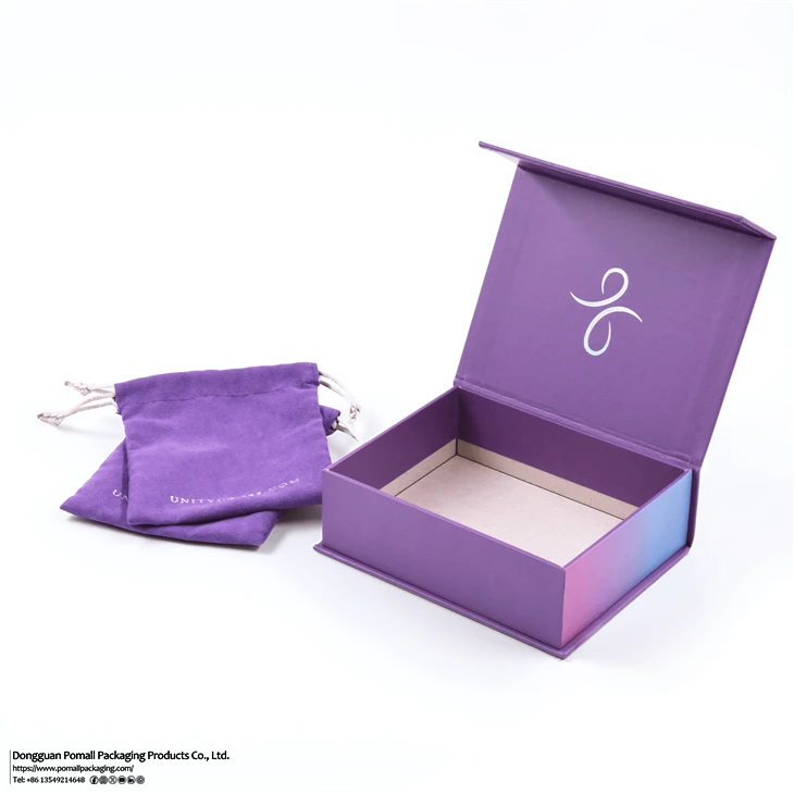 Luxury Gradient Rigid Jewelry Box With Velvet Pouch factory